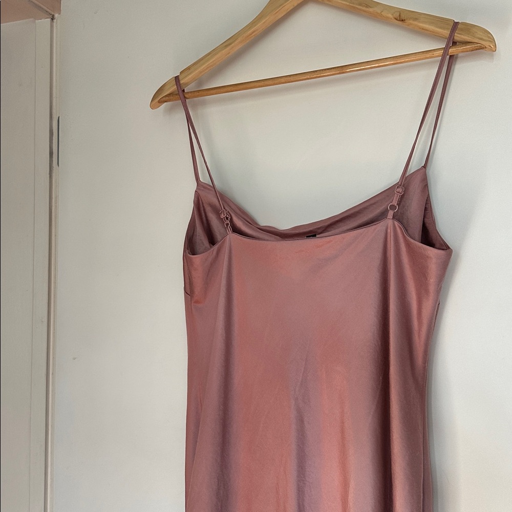 Express Blush Pink Satin Slip midi length Dress Cowl neck size medium - Picture 2 of 7